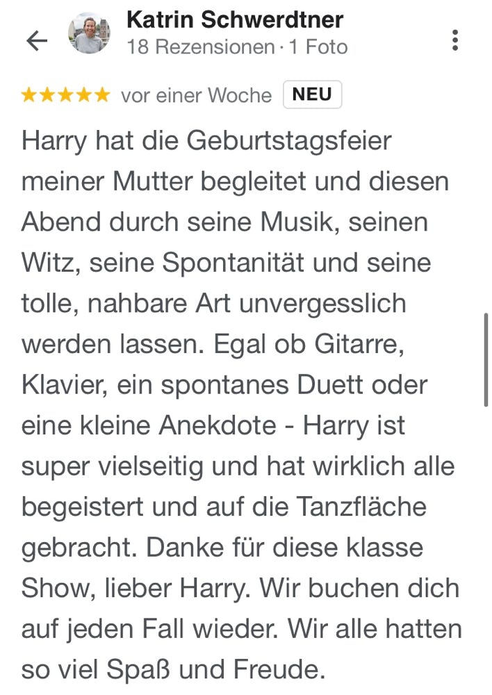 Harry Tietjen Google-Bewertung