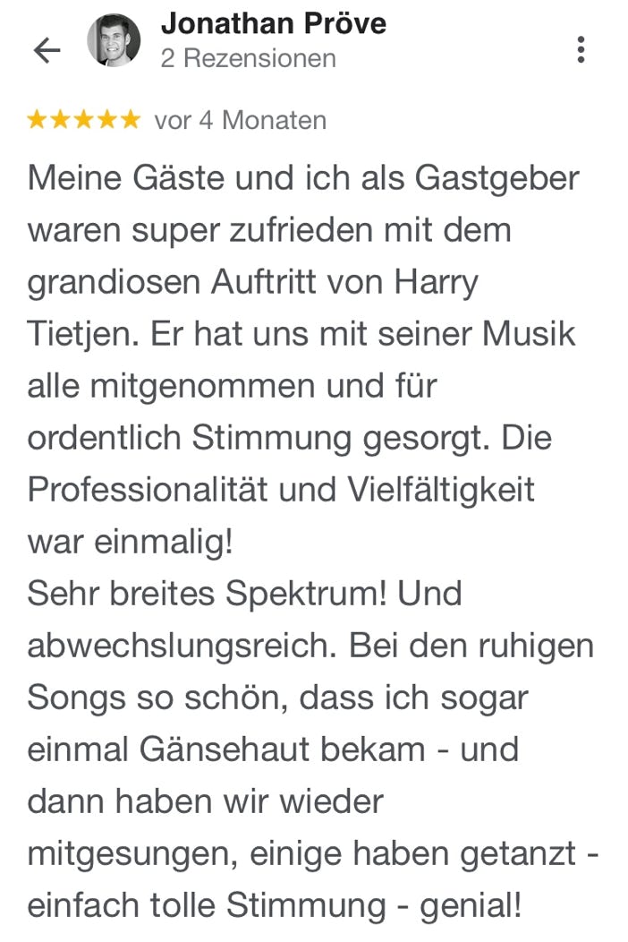 Harry Tietjen Google-Rezension