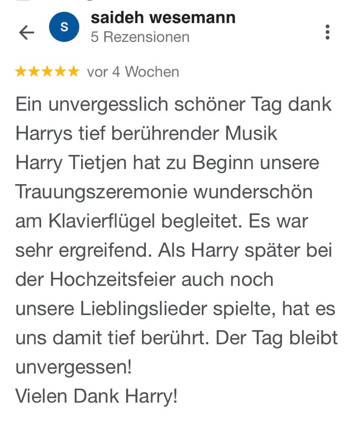 Harry Tietjen Google-Bewertung